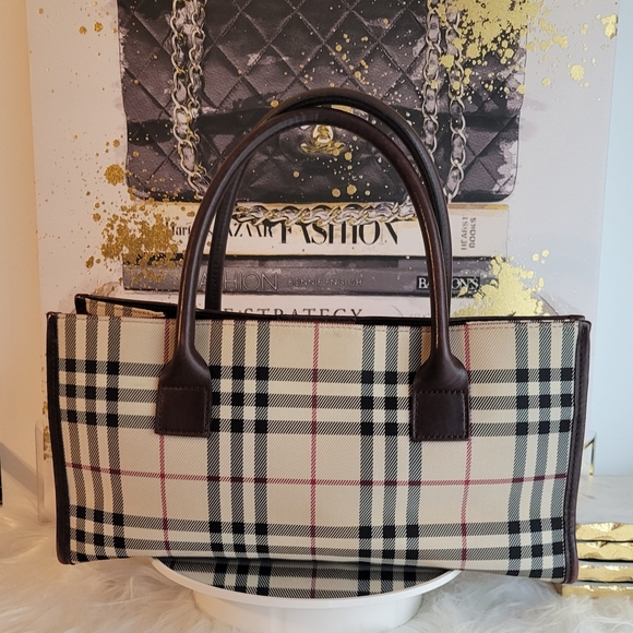 Burberry Nova Check Canvas Hand Bag Vintage RARE - Picture 7 of 16